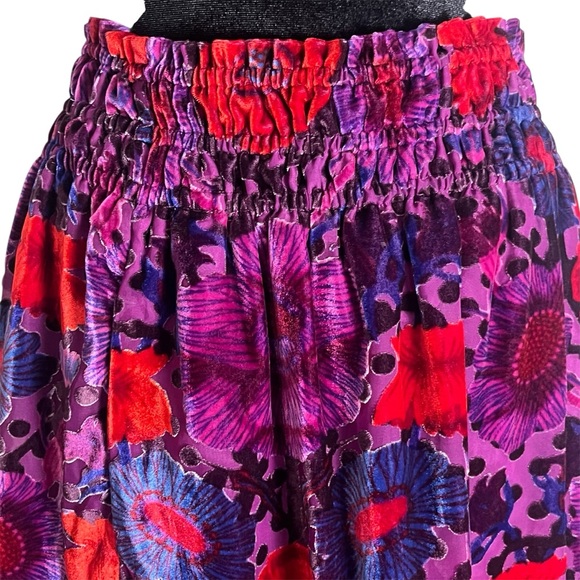 Nina Pace for Anthropologie Velvet Burnout Maxi Skirt Purple Red Floral Size S - Picture 5 of 14